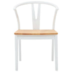 Dining Chair 2 pcs White and Natural Solid Rubber Wood