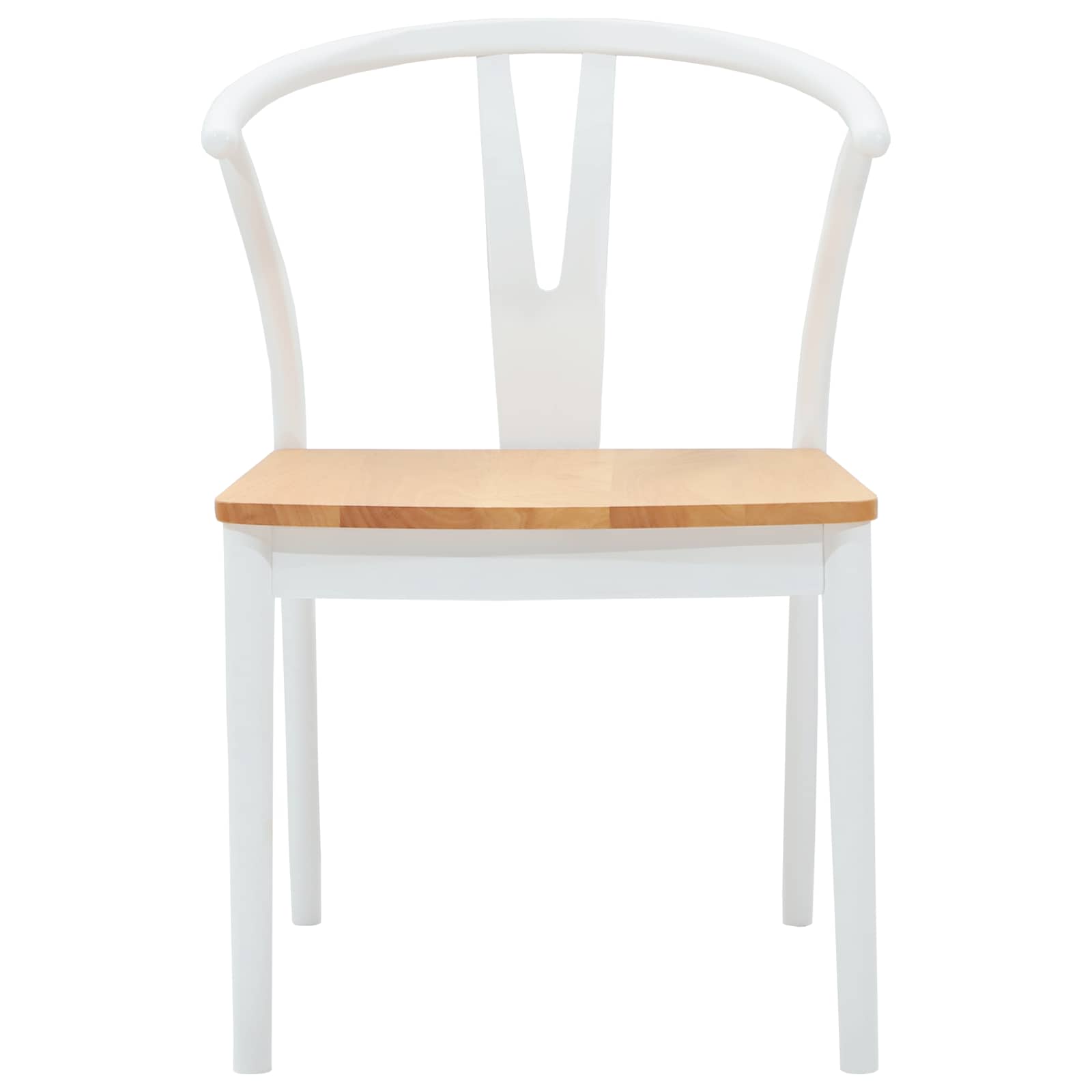 Dining Chair 2 pcs White and Natural Solid Rubber Wood