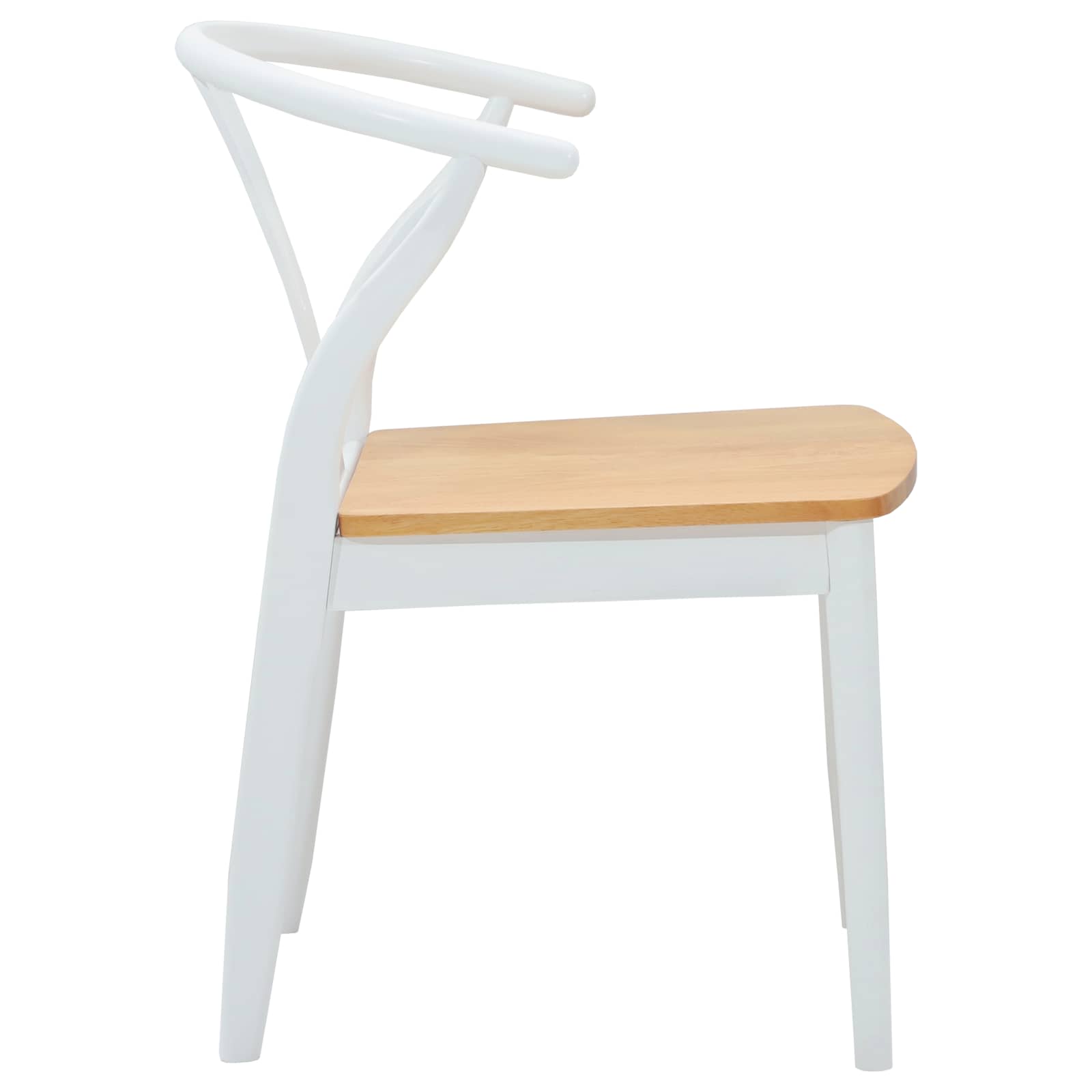 Dining Chair 2 pcs White and Natural Solid Rubber Wood