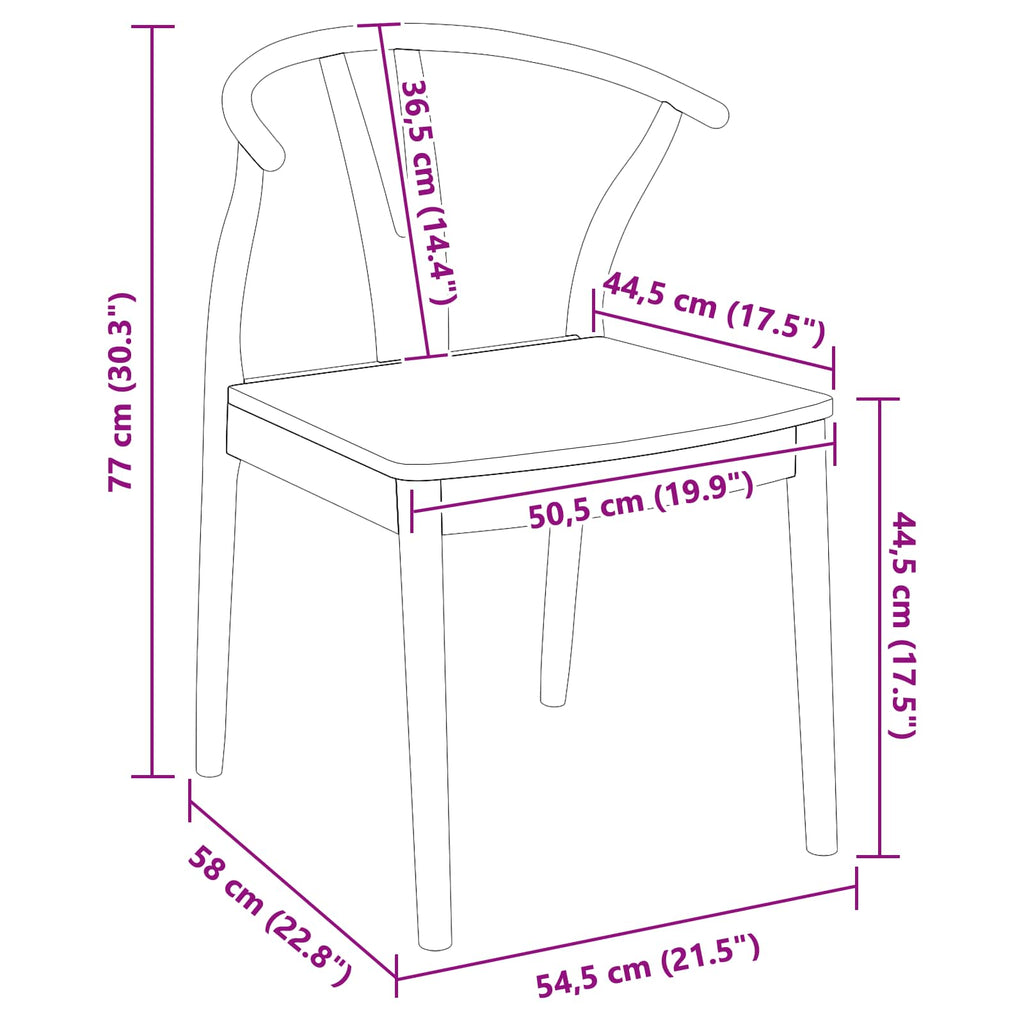 Dining Chair 2 pcs White and Natural Solid Rubber Wood