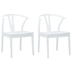 Dining Chair 2 pcs White and White Solid Rubber Wood