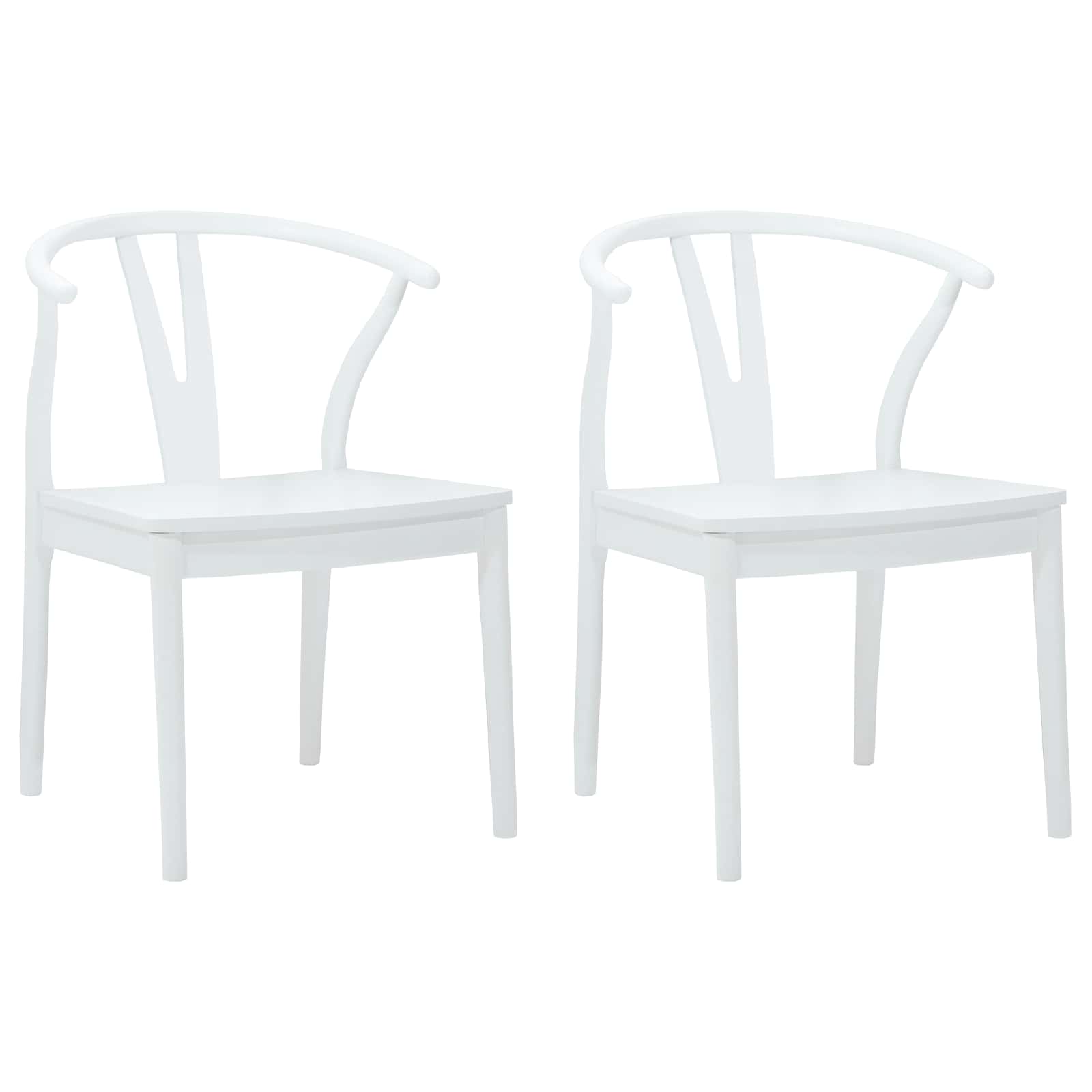 Dining Chair 2 pcs White and White Solid Rubber Wood