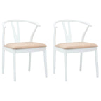 Dining Chair 2 pcs White and Brown Solid Rubber Wood
