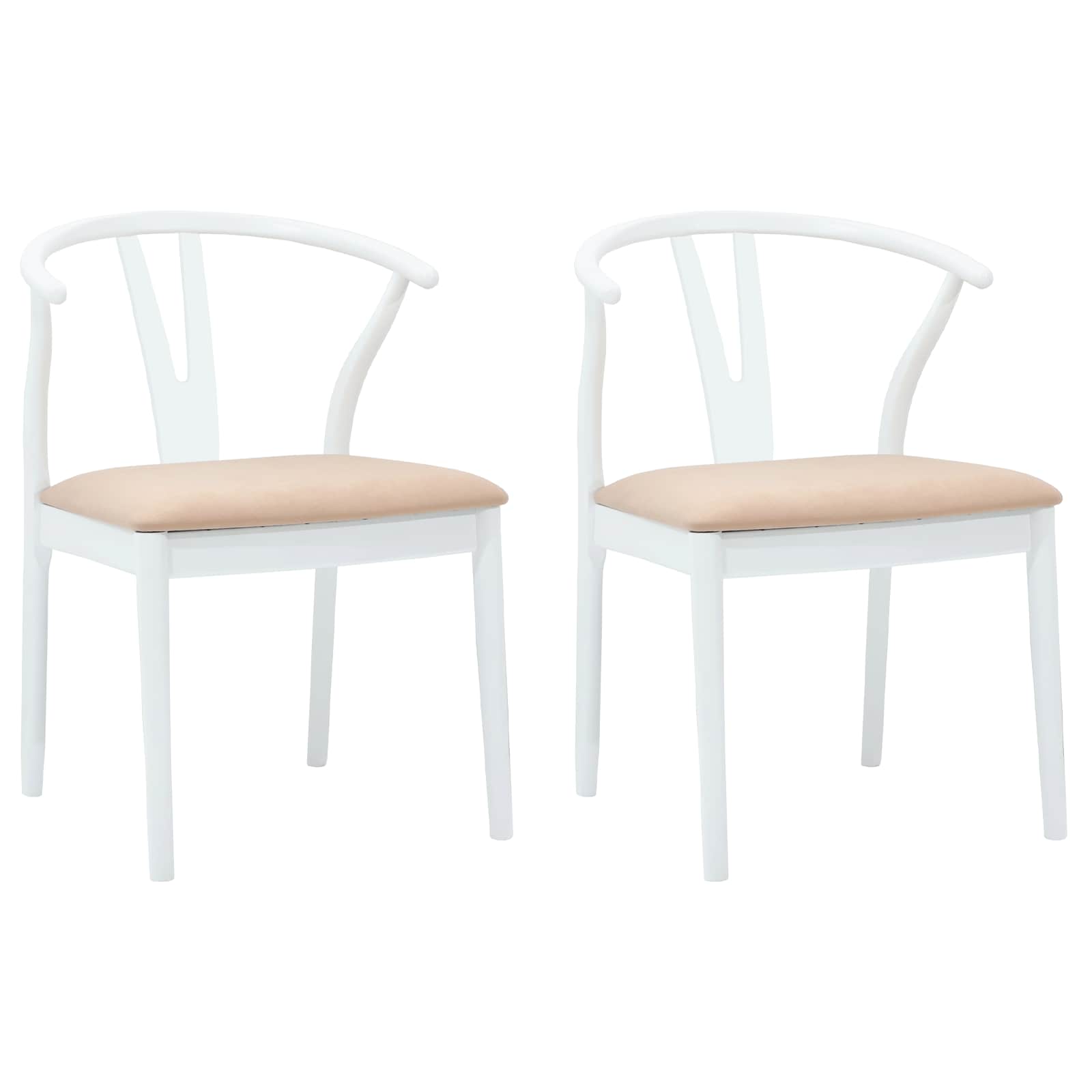 Dining Chair 2 pcs White and Brown Solid Rubber Wood