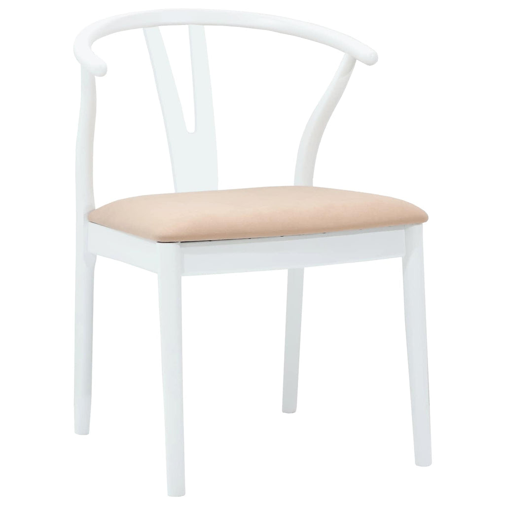 Dining Chair 2 pcs White and Brown Solid Rubber Wood