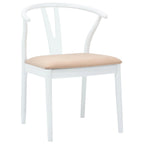 Dining Chair 2 pcs White and Brown Solid Rubber Wood