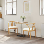 Dining Chair 2 pcs Natural and Light Solid Rubber Wood