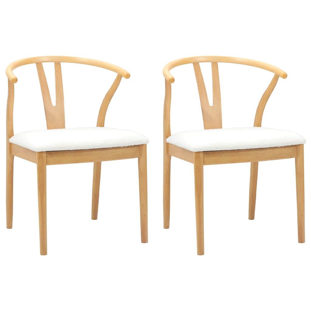 Dining Chair 2 pcs Natural and Light Solid Rubber Wood