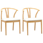 Dining Chair 2 pcs Natural and Light Solid Rubber Wood