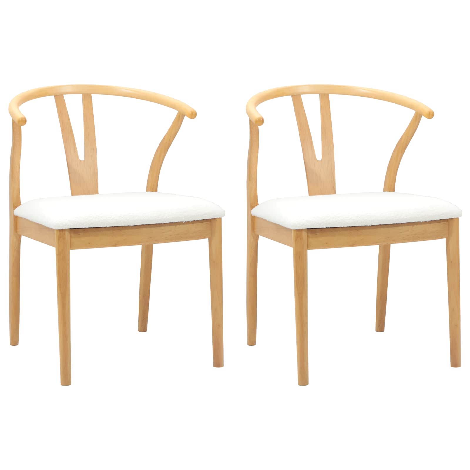 Dining Chair 2 pcs Natural and Light Solid Rubber Wood