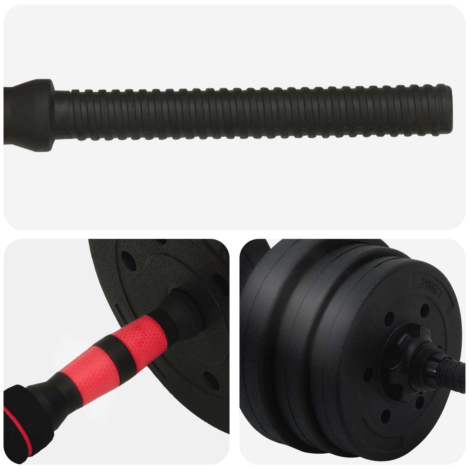 2-in-1 Dumbbell Set Black and Red 121 x 19.5 x 19.5 cm