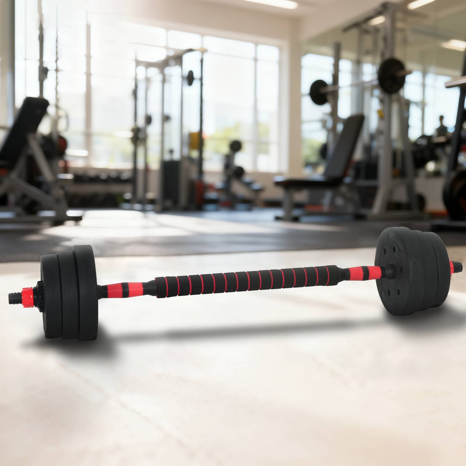 2-in-1 Dumbbell Set Black and Red 121 x 19.5 x 19.5 cm