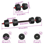 2-in-1 Dumbbell Set Black and Red 121 x 19.5 x 19.5 cm