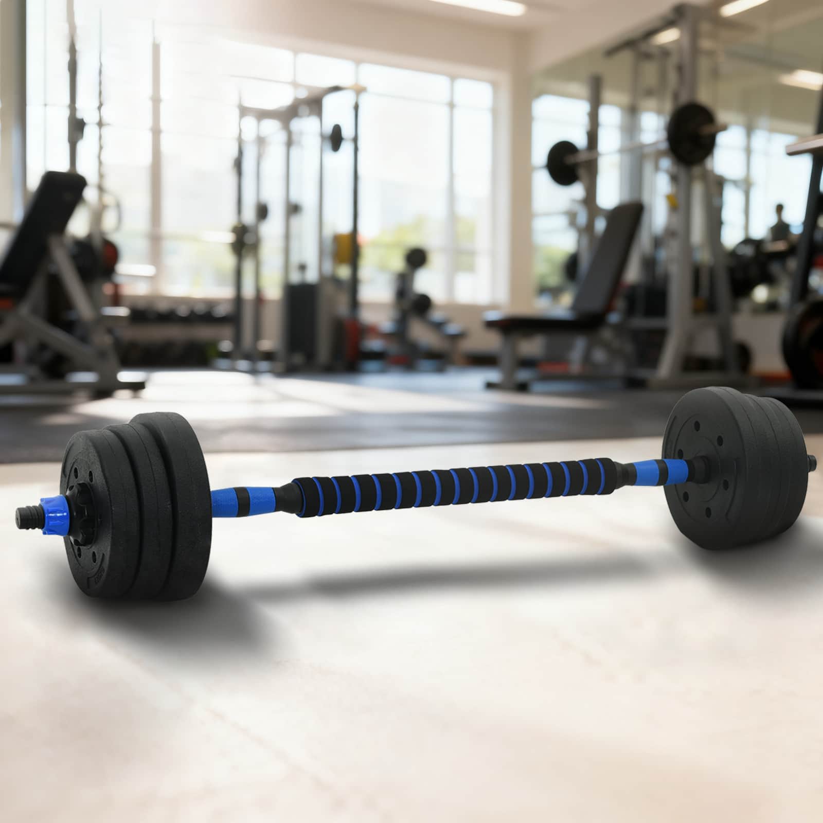 2-in-1 Dumbbell Set Black and Blue 121 x 19.5 x 19.5 cm