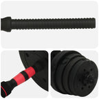 2-in-1 Dumbbell Set Black and Red 121 x 19.5 x 19.5 cm