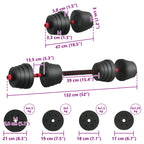 2-in-1 Dumbbell Set Black and Red 121 x 19.5 x 19.5 cm