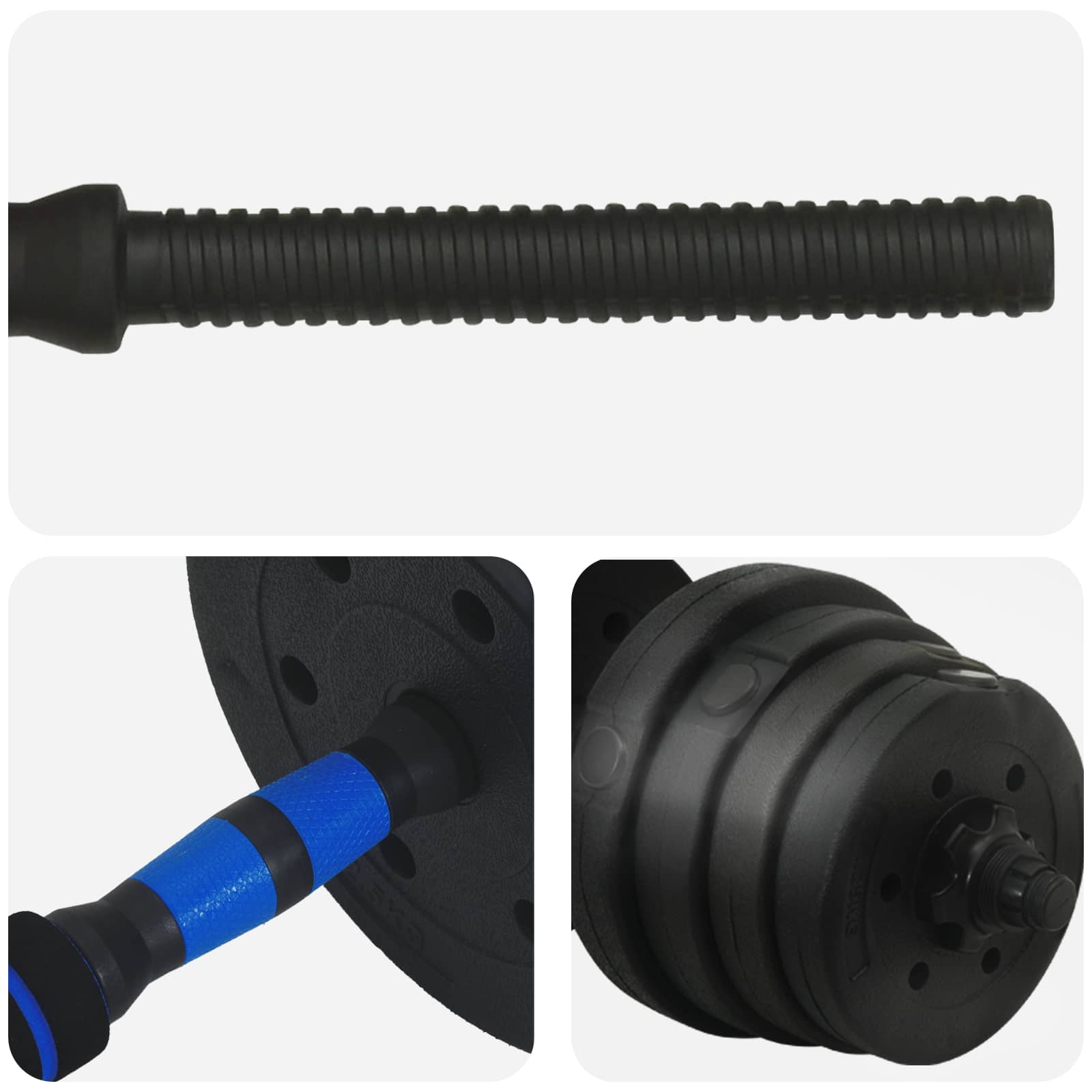 2-in-1 Dumbbell Set Black and Blue 121 x 19.5 x 19.5 cm
