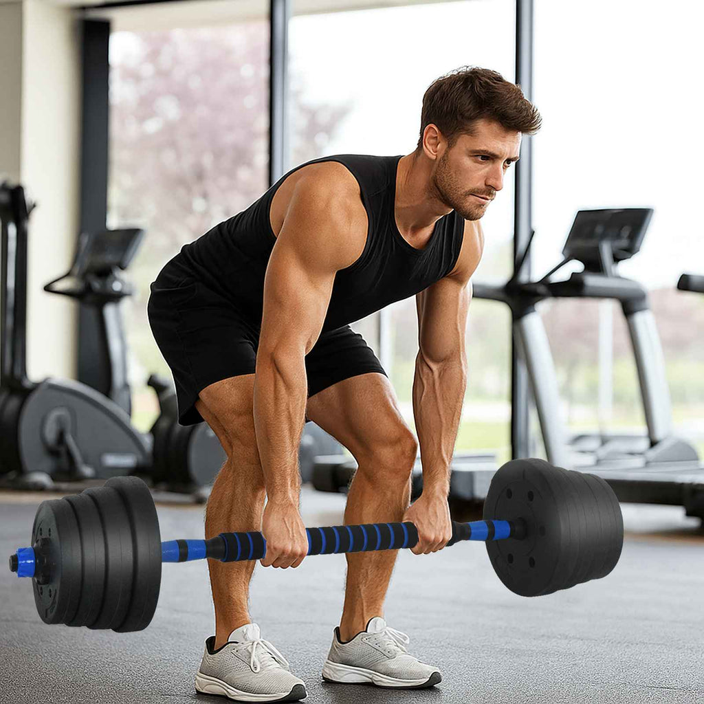 2-in-1 Dumbbell Set Black and Blue 121 x 19.5 x 19.5 cm