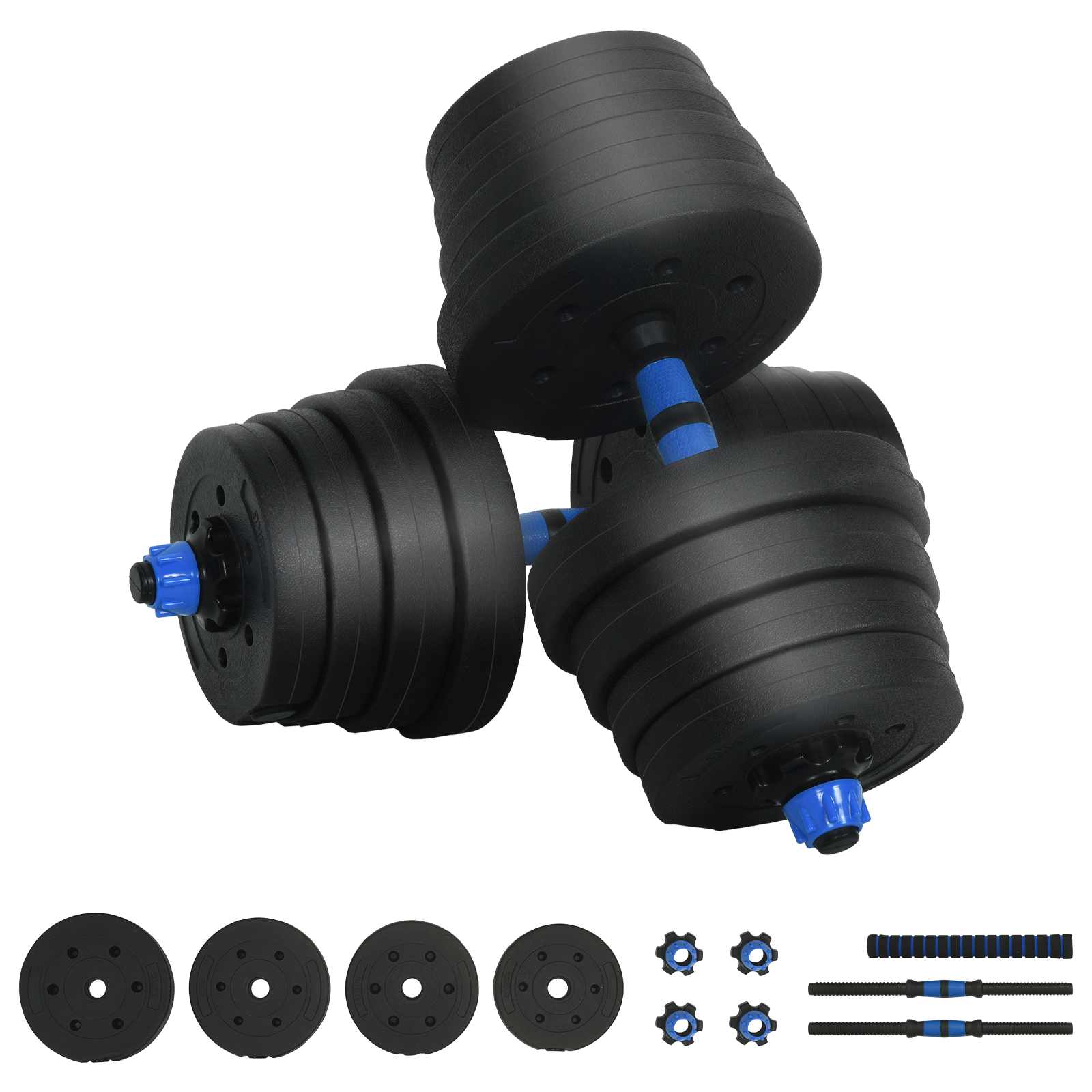2-in-1 Dumbbell Set Black and Blue 121 x 19.5 x 19.5 cm
