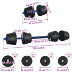 2-in-1 Dumbbell Set Black and Blue 121 x 19.5 x 19.5 cm