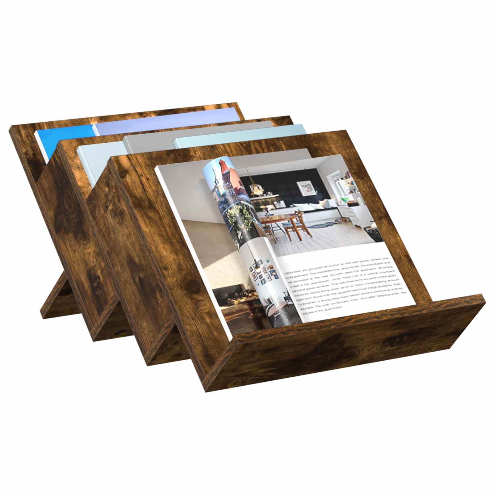 Magazine Rack Smoked Oak 53 x 40 x 28.5 cm Engineered Wood