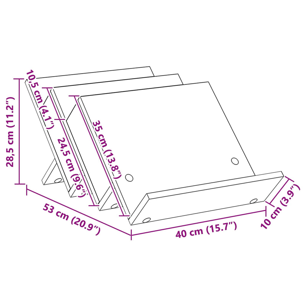 Magazine Rack Smoked Oak 53 x 40 x 28.5 cm Engineered Wood