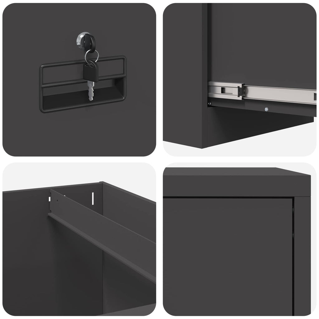 File Cabinet 2 pcs Black 44 x 50 x 139 cm Cold-Rolled Steel