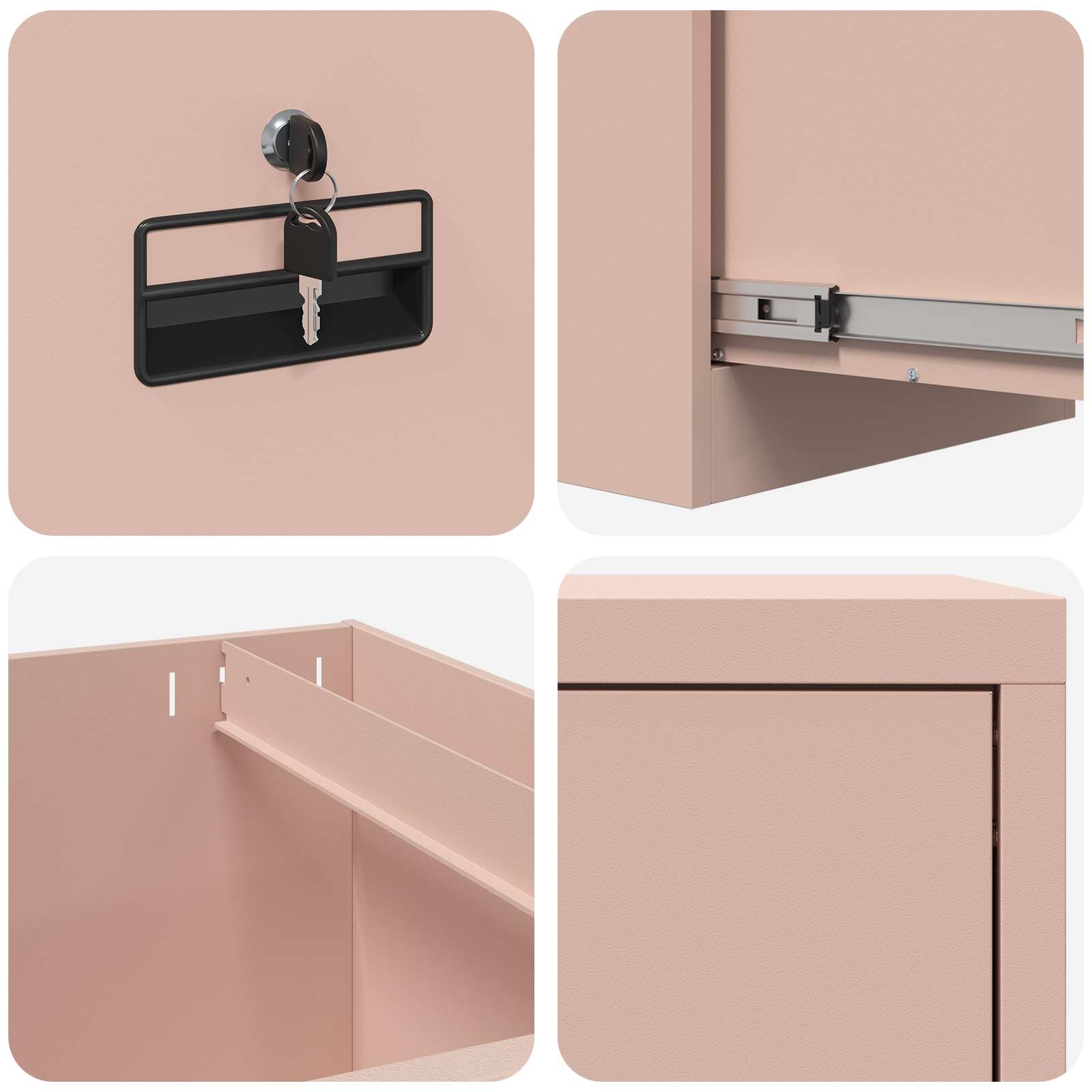 File Cabinet 2 pcs Pink 44 x 50 x 139 cm Cold-Rolled Steel