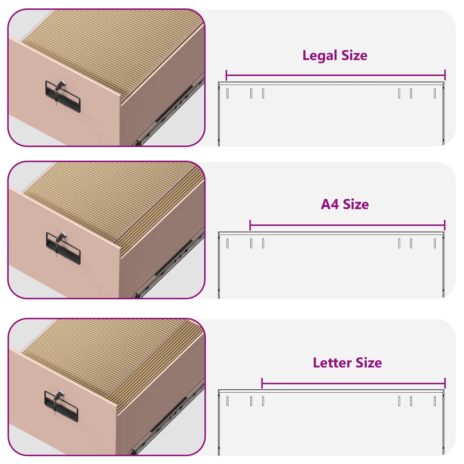 File Cabinet 2 pcs Pink 44 x 50 x 139 cm Cold-Rolled Steel