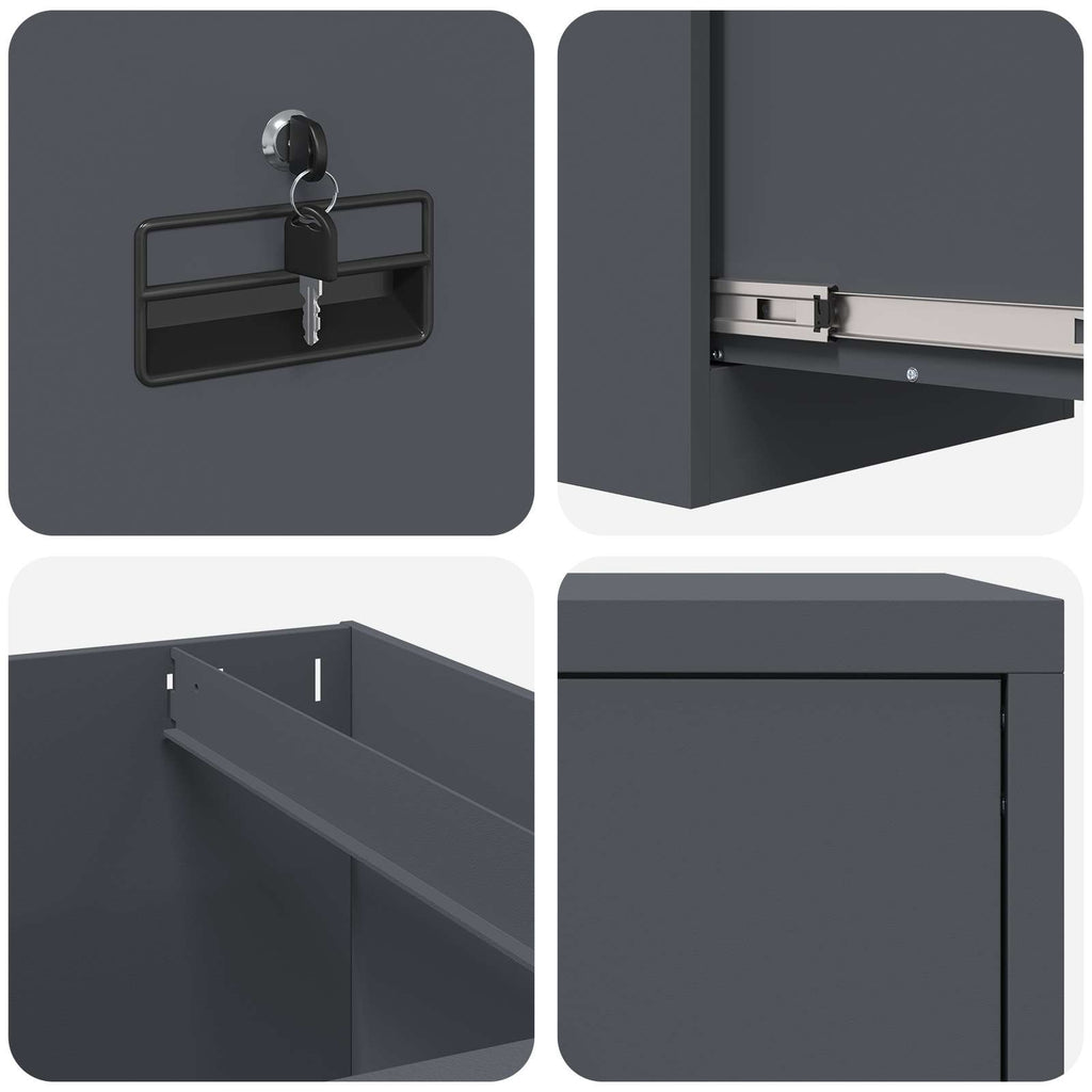 File Cabinet with Drawer 2 pcs Anthracite 44 x 50 x 139 cm