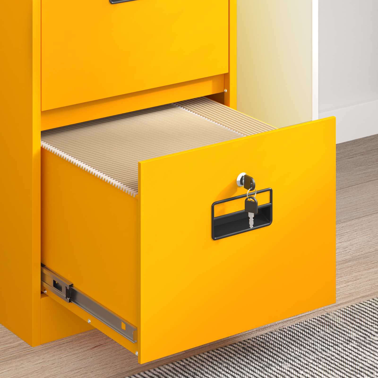 File Cabinet with Drawer 2 pcs Mustard Yellow 44 x 50 x 139 cm