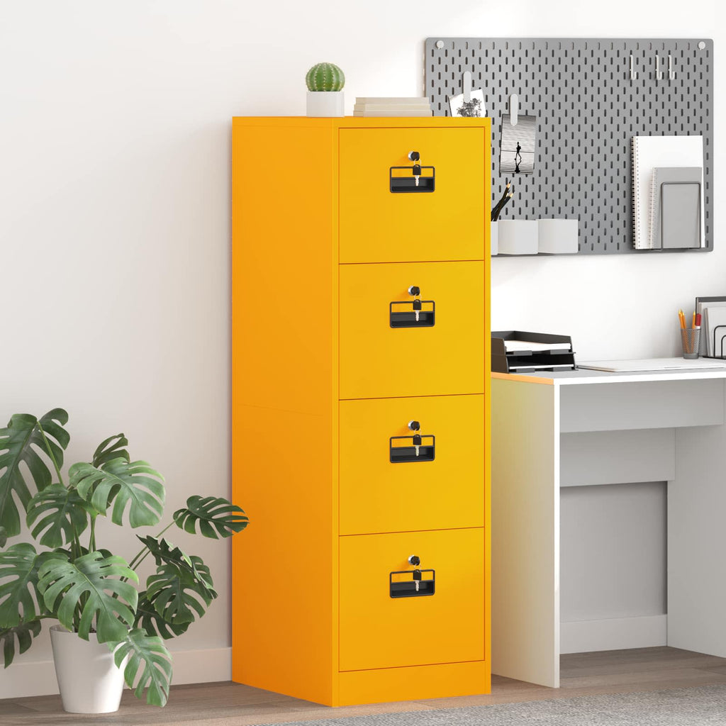 File Cabinet with Drawer 2 pcs Mustard Yellow 44 x 50 x 139 cm