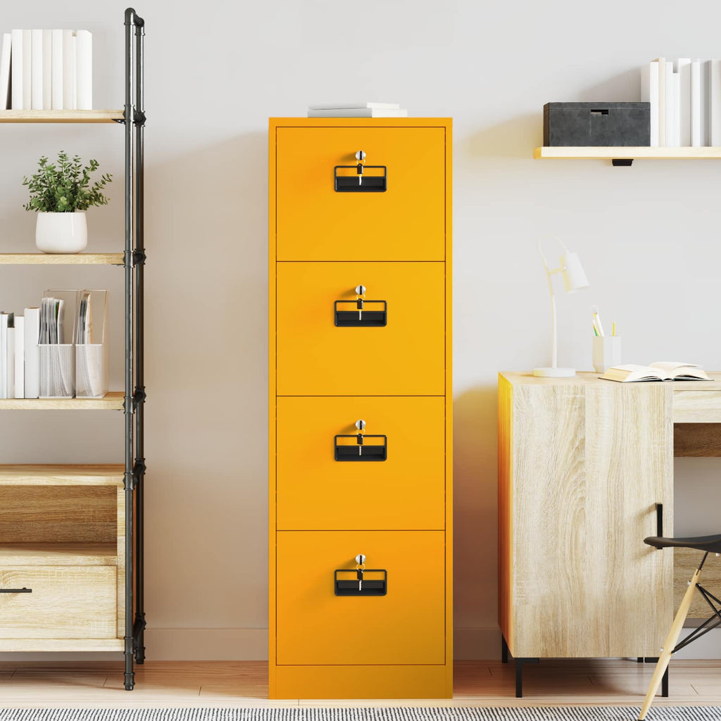 File Cabinet with Drawer 2 pcs Mustard Yellow 44 x 50 x 139 cm