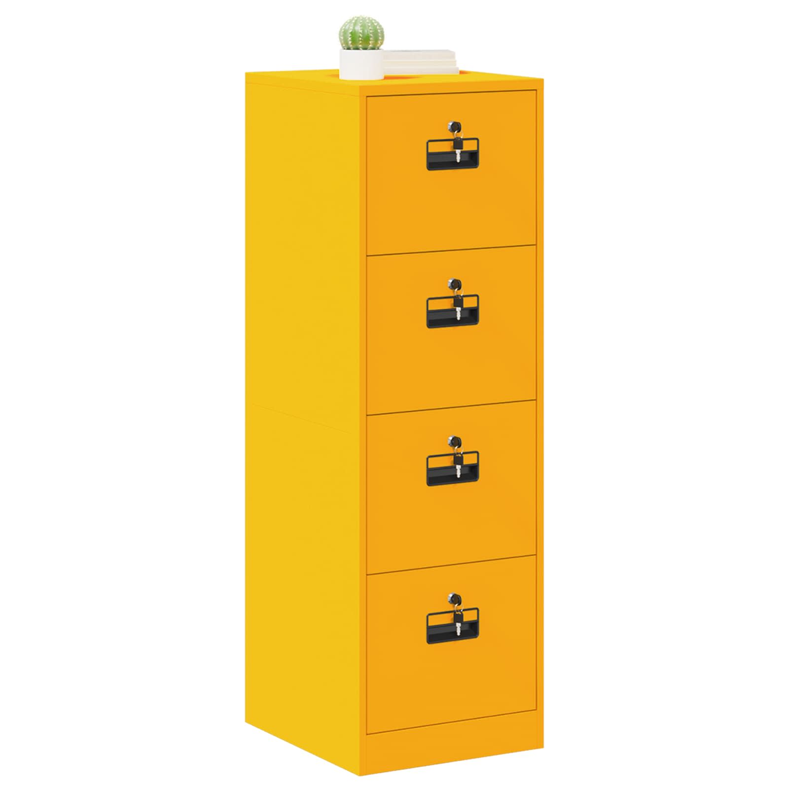 File Cabinet with Drawer 2 pcs Mustard Yellow 44 x 50 x 139 cm