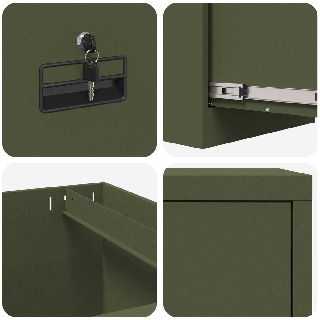 File Cabinet with Drawer 2 pcs Olive Green 44 x 50 x 139 cm