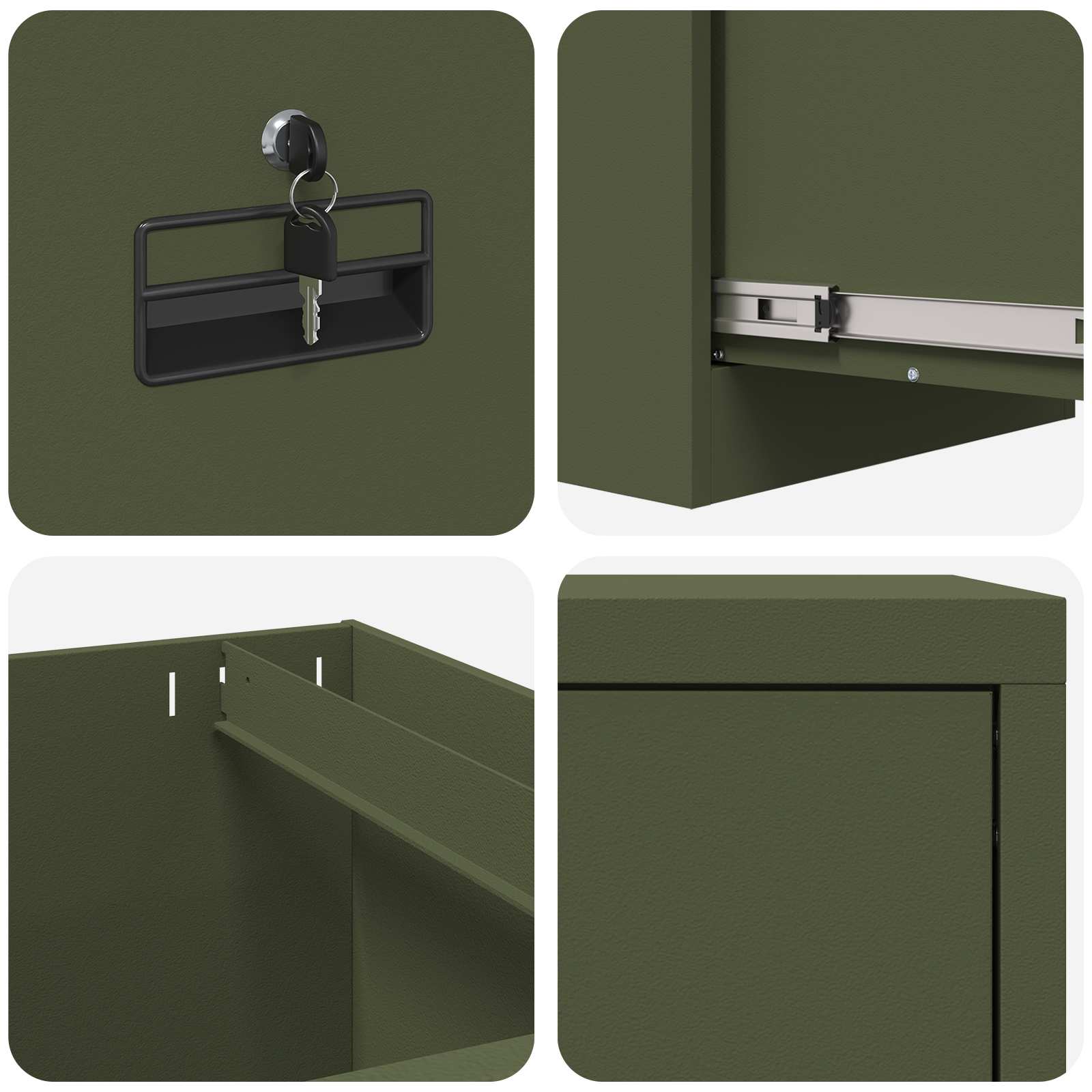 File Cabinet with Drawer 2 pcs Olive Green 44 x 50 x 139 cm