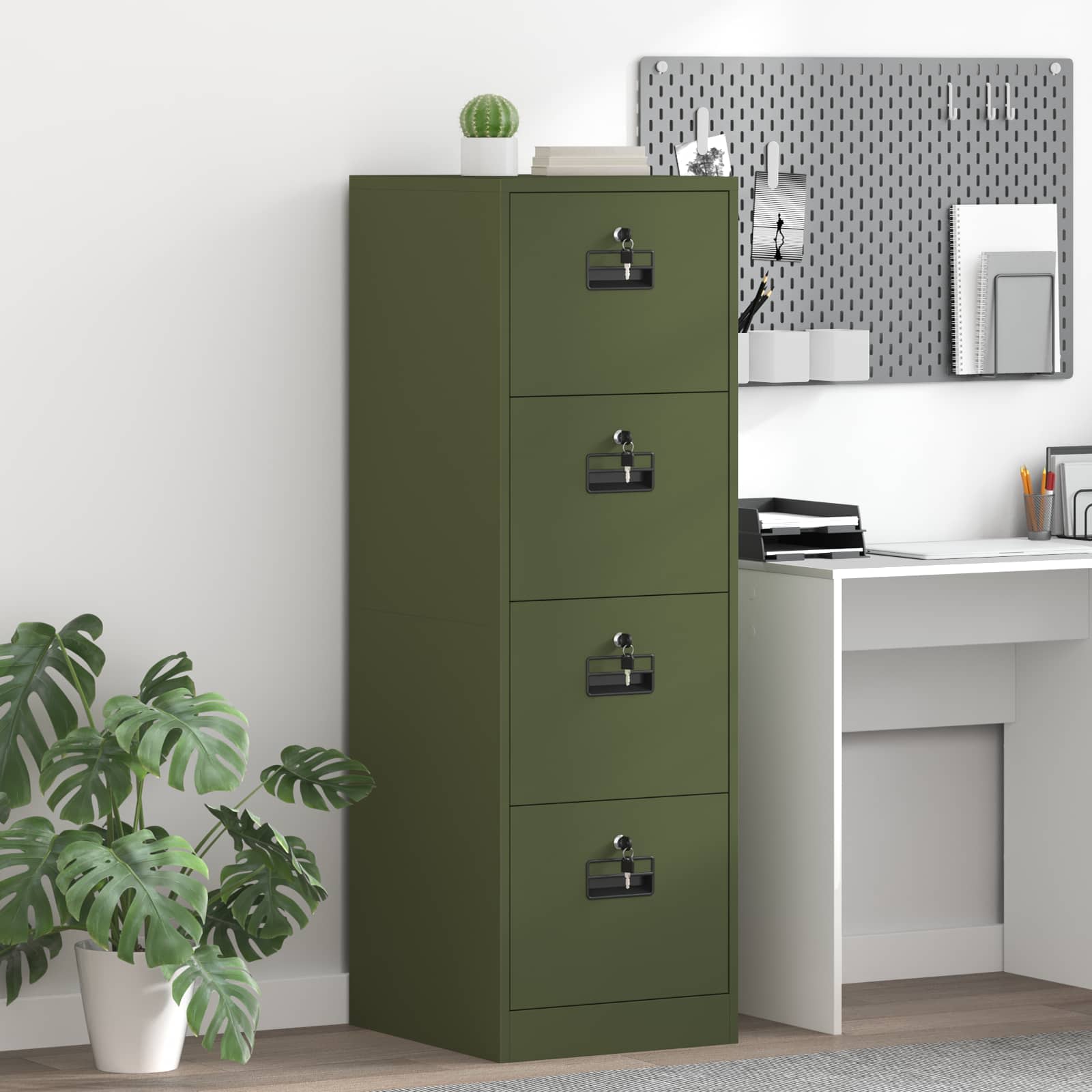 File Cabinet with Drawer 2 pcs Olive Green 44 x 50 x 139 cm