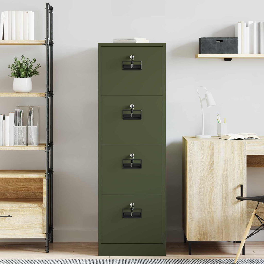 File Cabinet with Drawer 2 pcs Olive Green 44 x 50 x 139 cm
