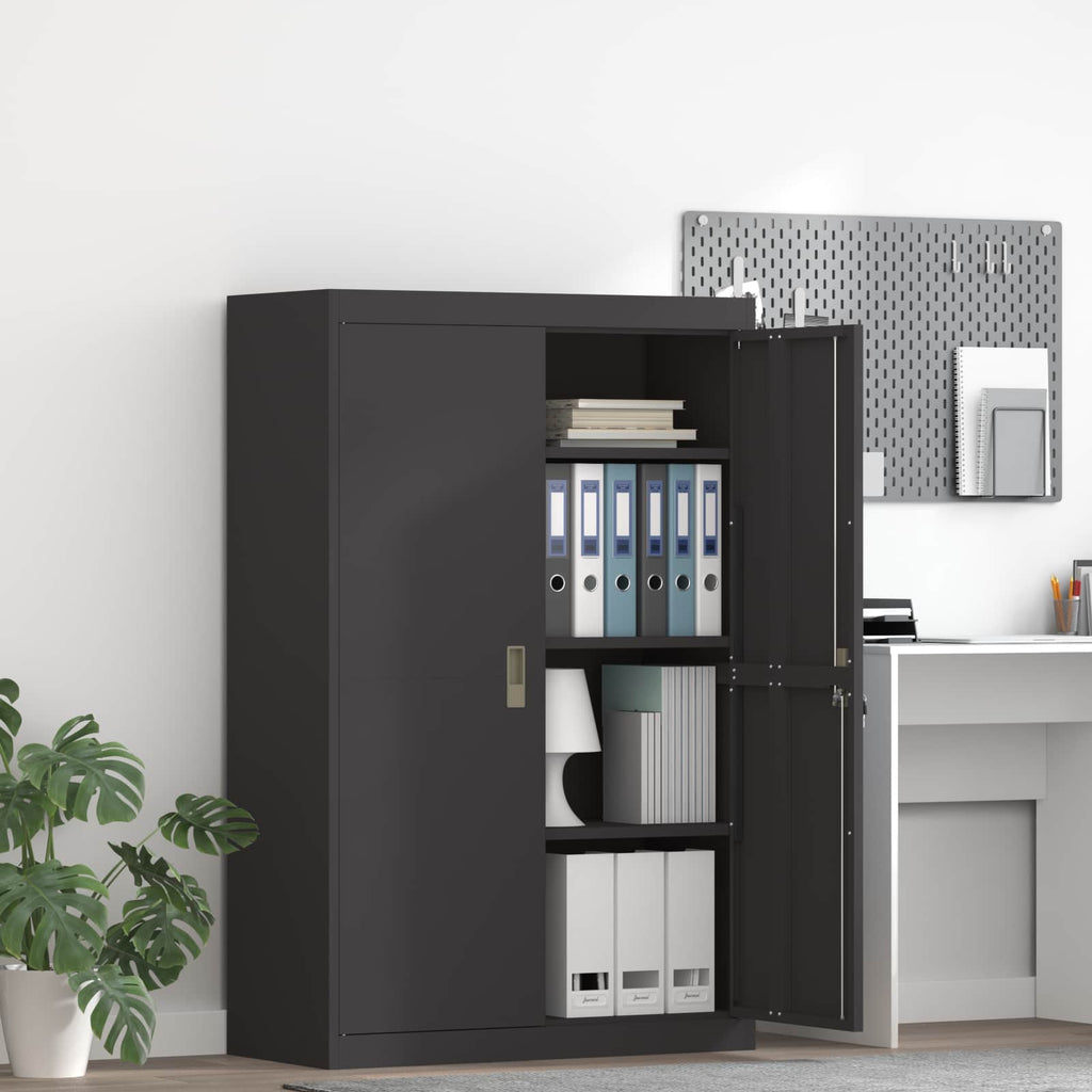 Storage Cabinet 2 pcs Black 90 x 40 x 140 cm Cold-Rolled Steel