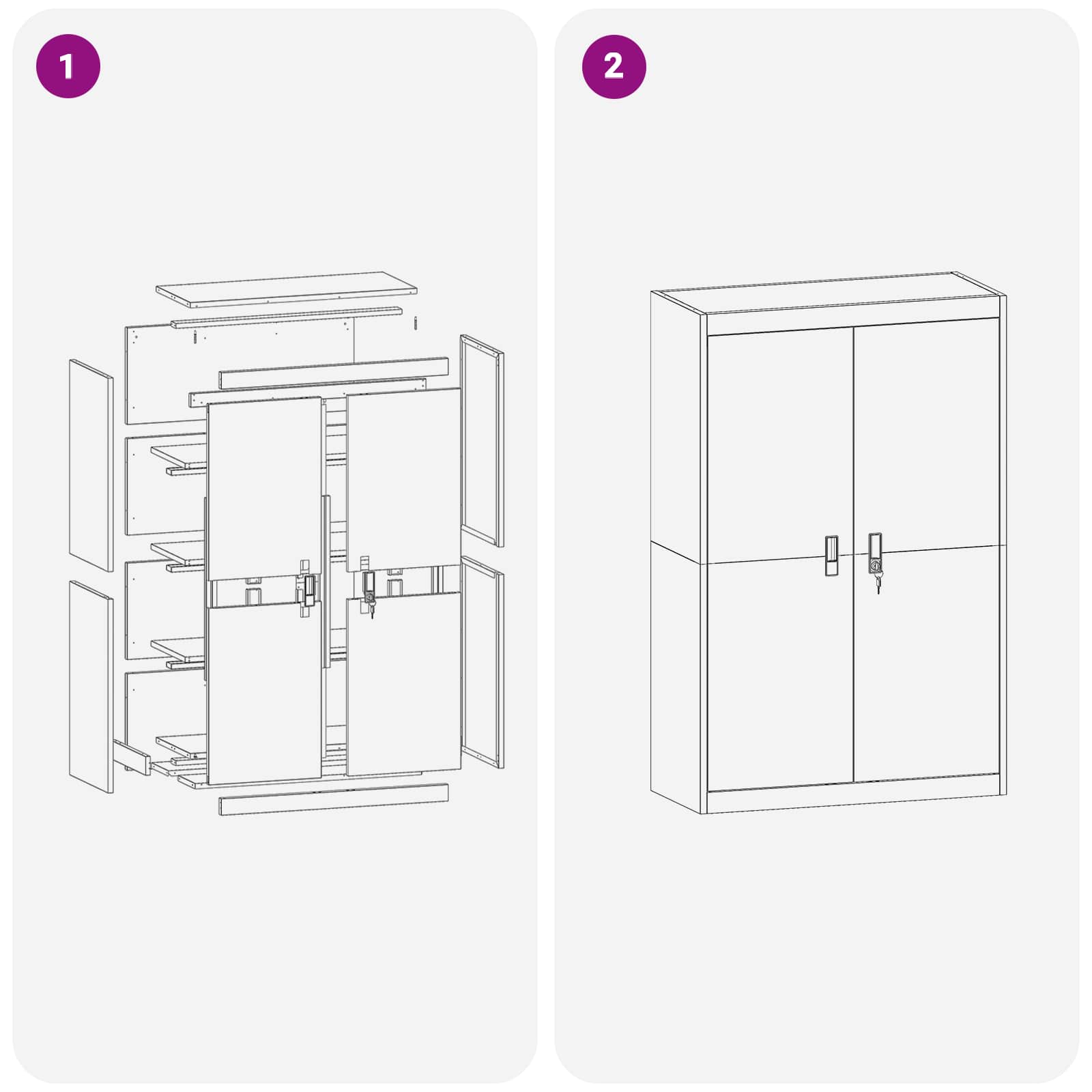 Storage Cabinet 2 pcs Pink 90 x 40 x 140 cm Cold-Rolled Steel