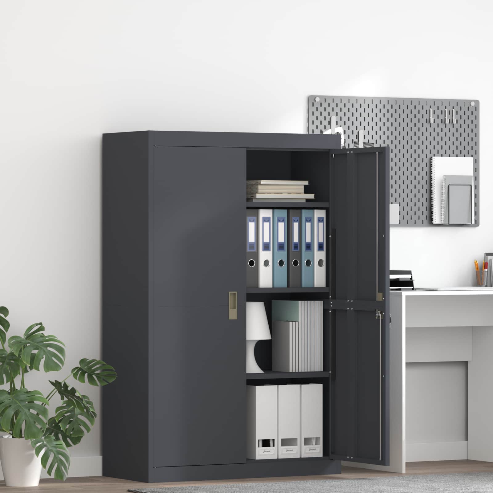 Storage Cabinet with Storage 2 pcs Anthracite 90 x 40 x 140 cm