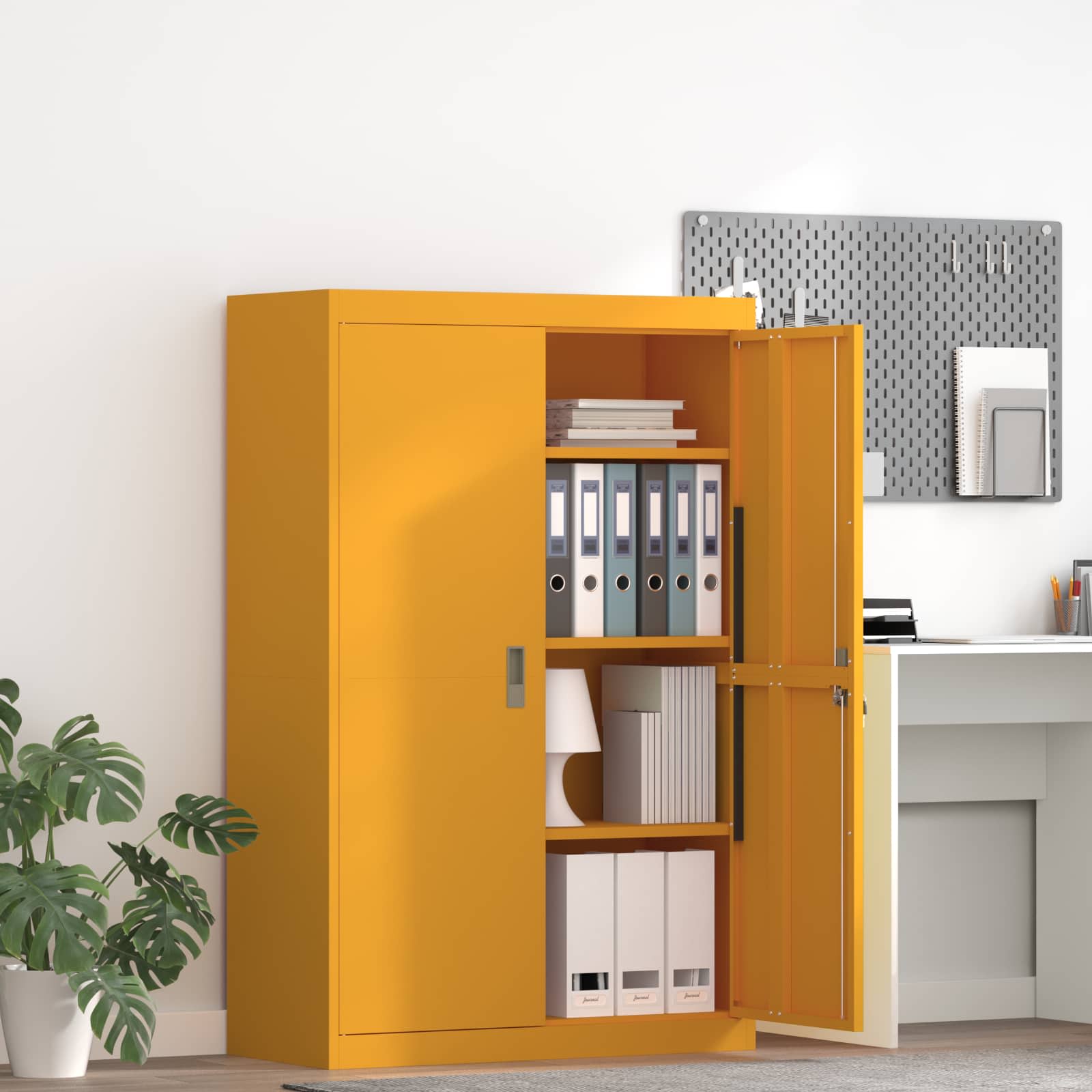 Storage Cabinet 2 pcs Mustard Yellow 90 x 40 x 140 cm