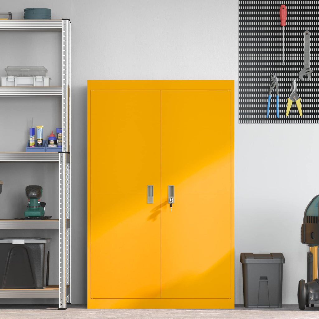 Storage Cabinet 2 pcs Mustard Yellow 90 x 40 x 140 cm