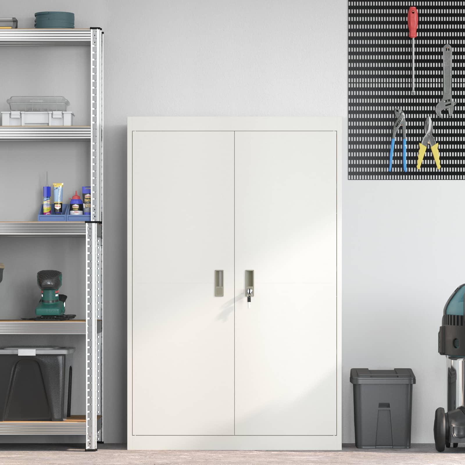 Storage Cabinet 2 pcs White 90 x 40 x 140 cm Cold-Rolled Steel