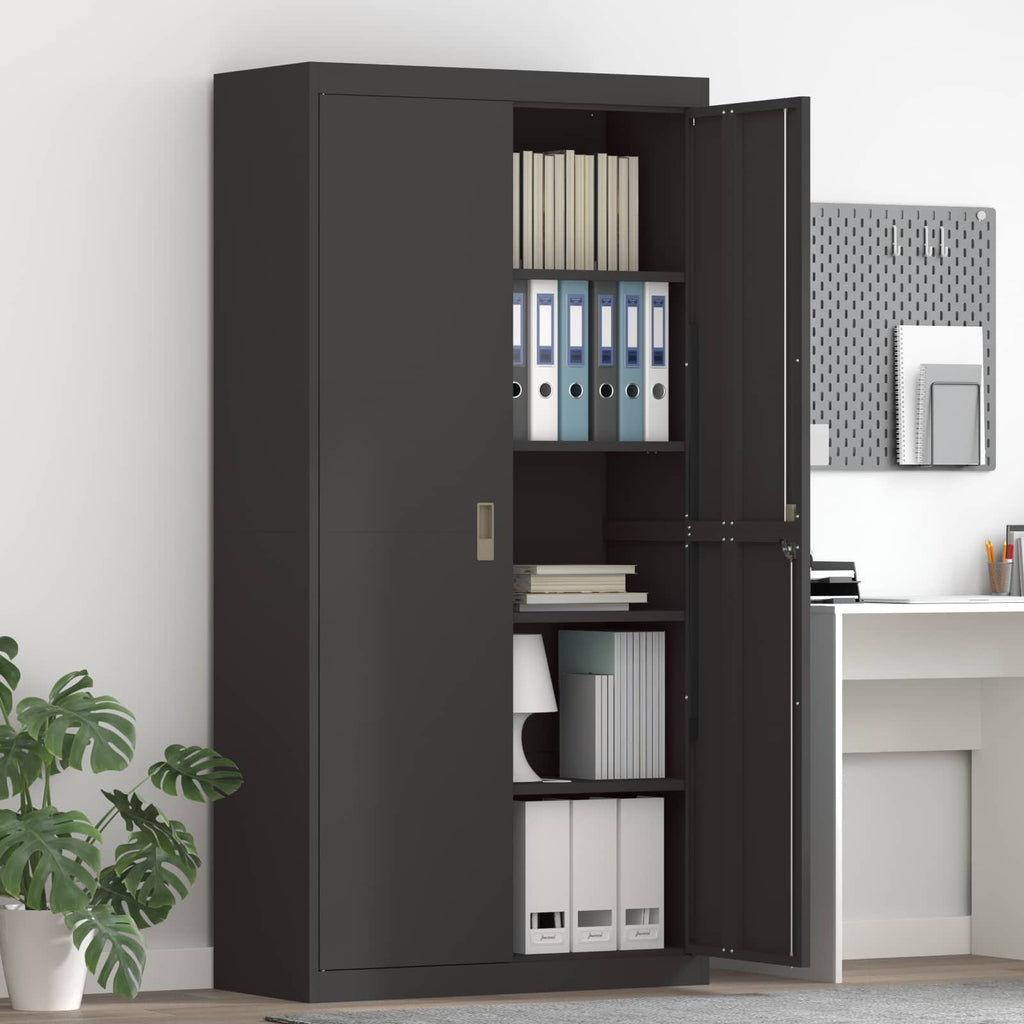 Storage Cabinet 2 pcs Black 90 x 40 x 180 cm Cold-Rolled Steel