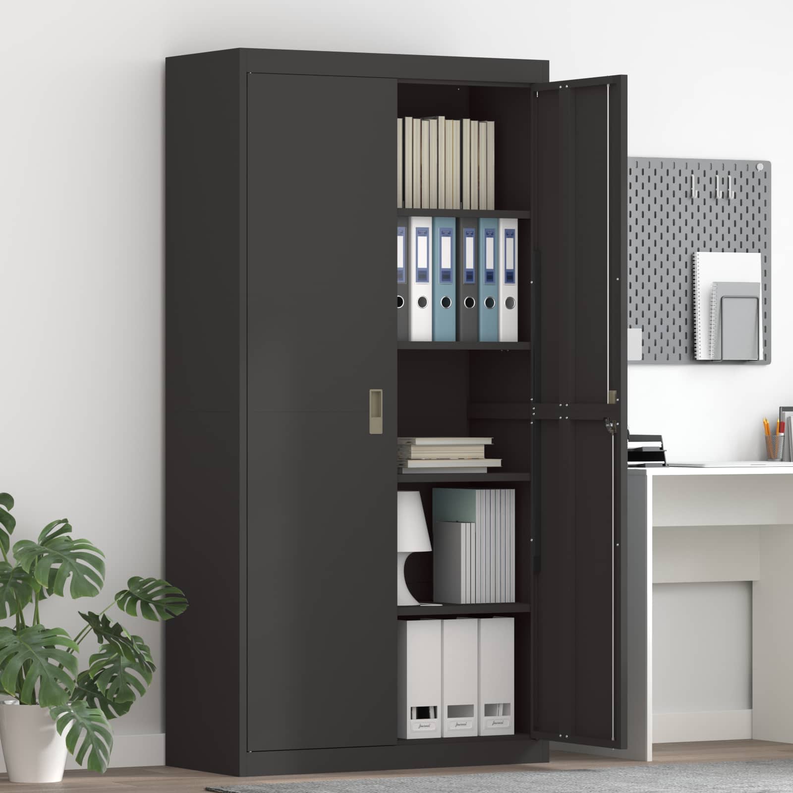 Storage Cabinet 2 pcs Black 90 x 40 x 180 cm Cold-Rolled Steel