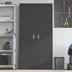 Storage Cabinet 2 pcs Black 90 x 40 x 180 cm Cold-Rolled Steel