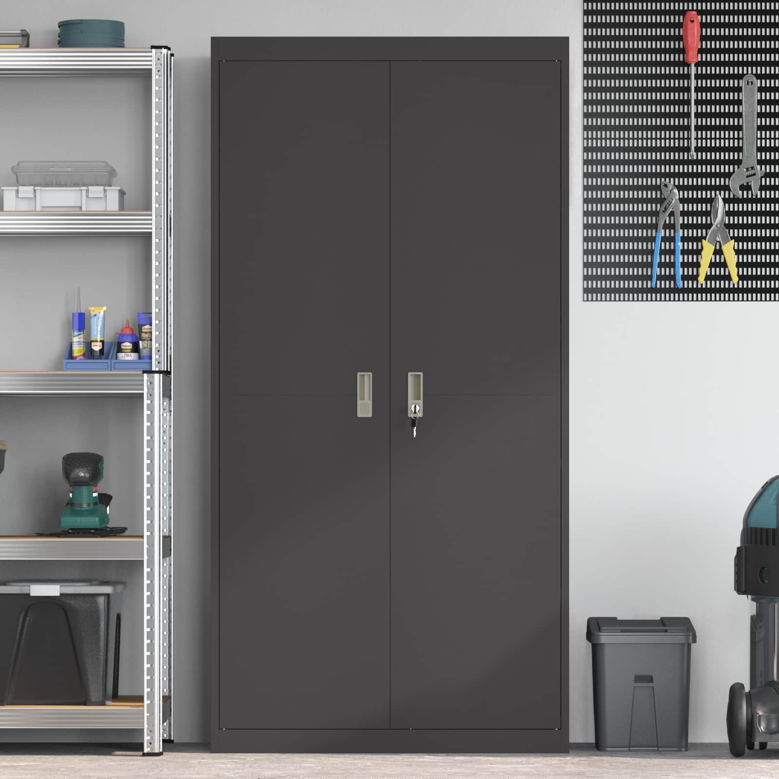 Storage Cabinet 2 pcs Black 90 x 40 x 180 cm Cold-Rolled Steel