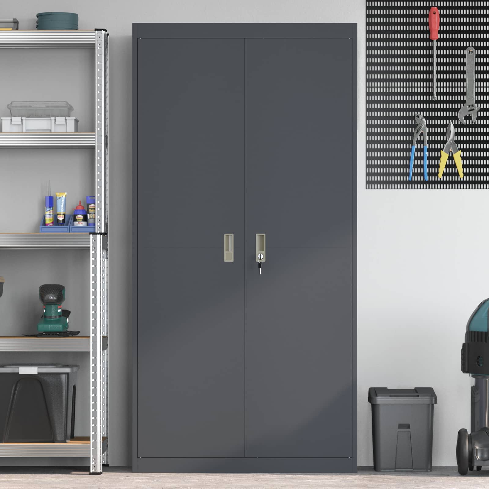 Storage Cabinet with Storage 2 pcs Anthracite 90 x 40 x 180 cm