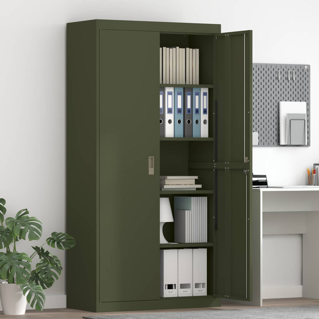 Storage Cabinet with Storage 2 pcs Olive Green 90 x 40 x 180 cm
